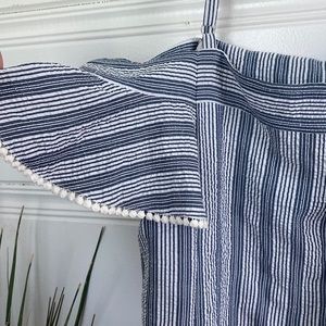 Maggy London size 4, dark blue and white striped dress.